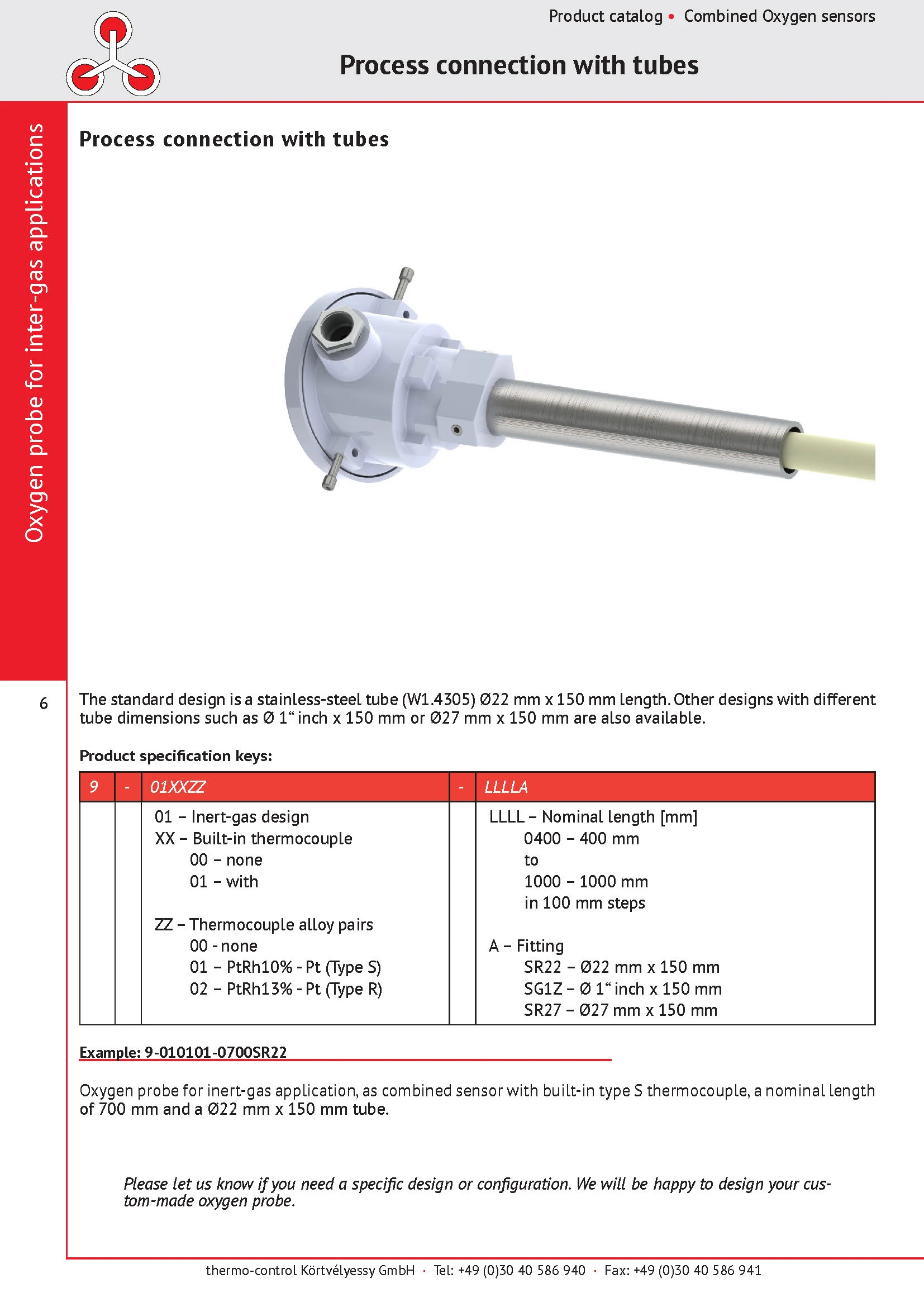 thermo-control Körtvélyessy - Catalog for inert gas oxygen probes mounting tubes