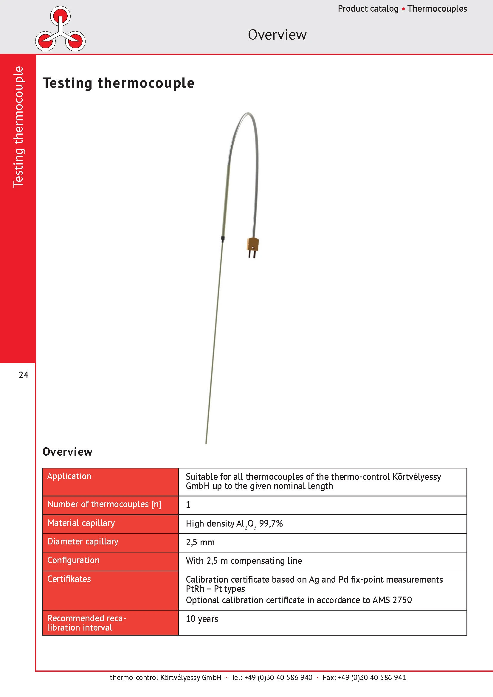 thermo-control Körtvélyessy - Test thermocouples