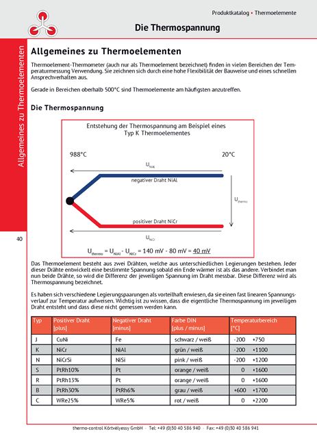 thermo-control Körtvélyessy - Allgemeines zu Thermoelemente