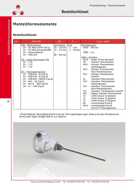 thermo-control Körtvélyessy - Mantelthermoelemente