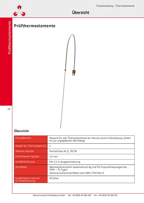 thermo-control Körtvélyessy - Katalog test thermocouples (de)