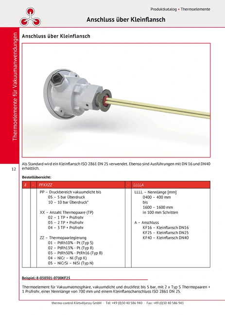 thermo-control Körtvélyessy - Katalog Vakuumthermoelement mit Kleinflansch