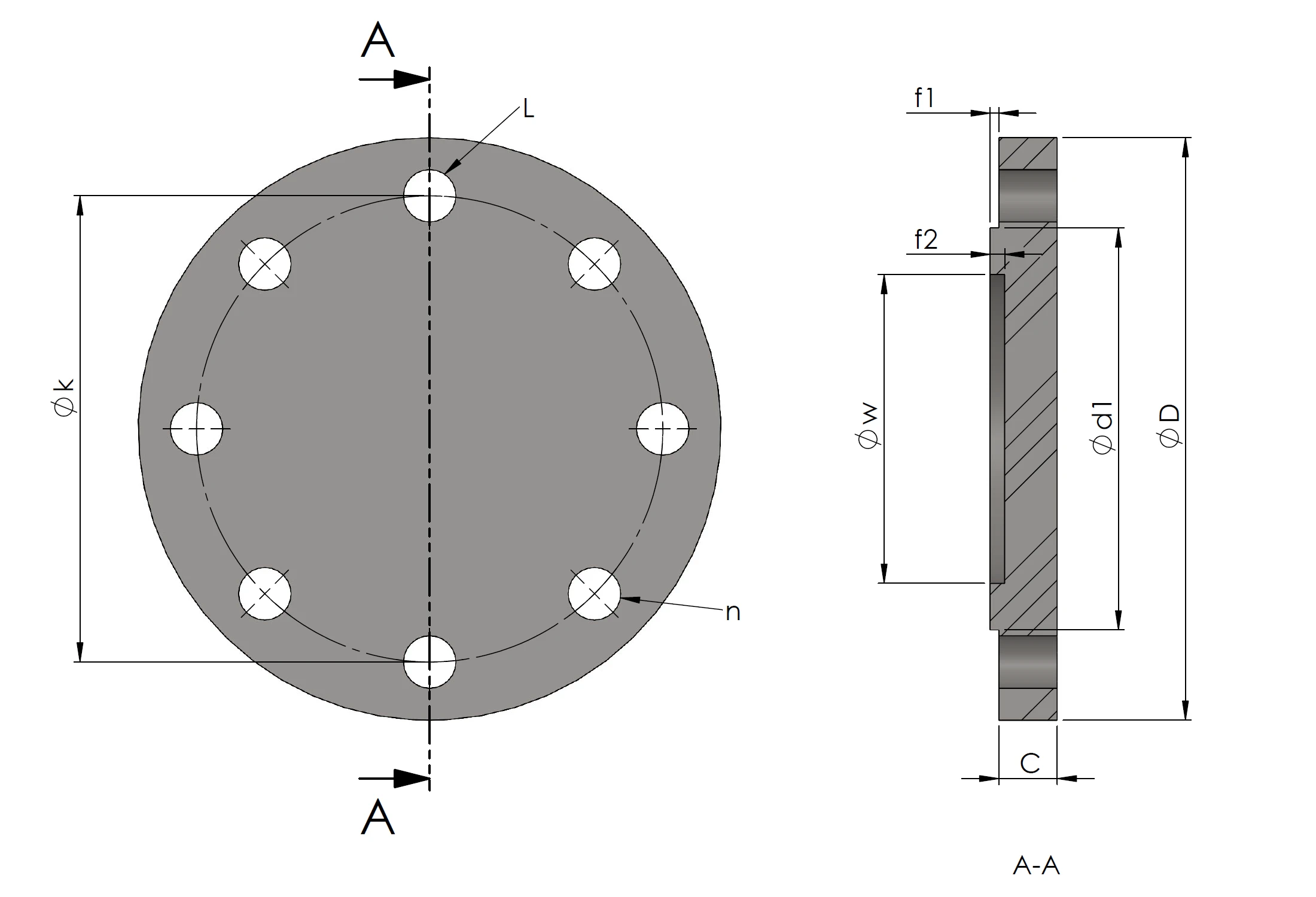 Normflansch DIN EN 1092-1 Typ 5, Sealing area form G nominal diameter DN 80, PN25